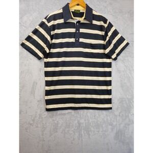 Vintage Chip Beck Polo Shirt Men's Large Black Yellow Golf Striped 90s Korea Tag